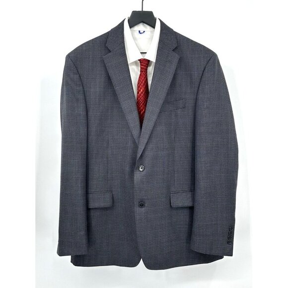 JOS A BANK jacket blazer sport coat traditional fit check 100% wool two btn 42L - Picture 3 of 9